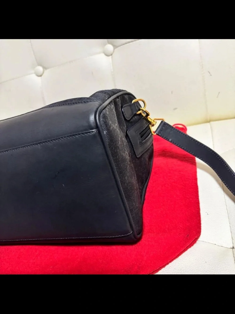 Gucci Black GG Canvas Top-Handle Shoulder Bag